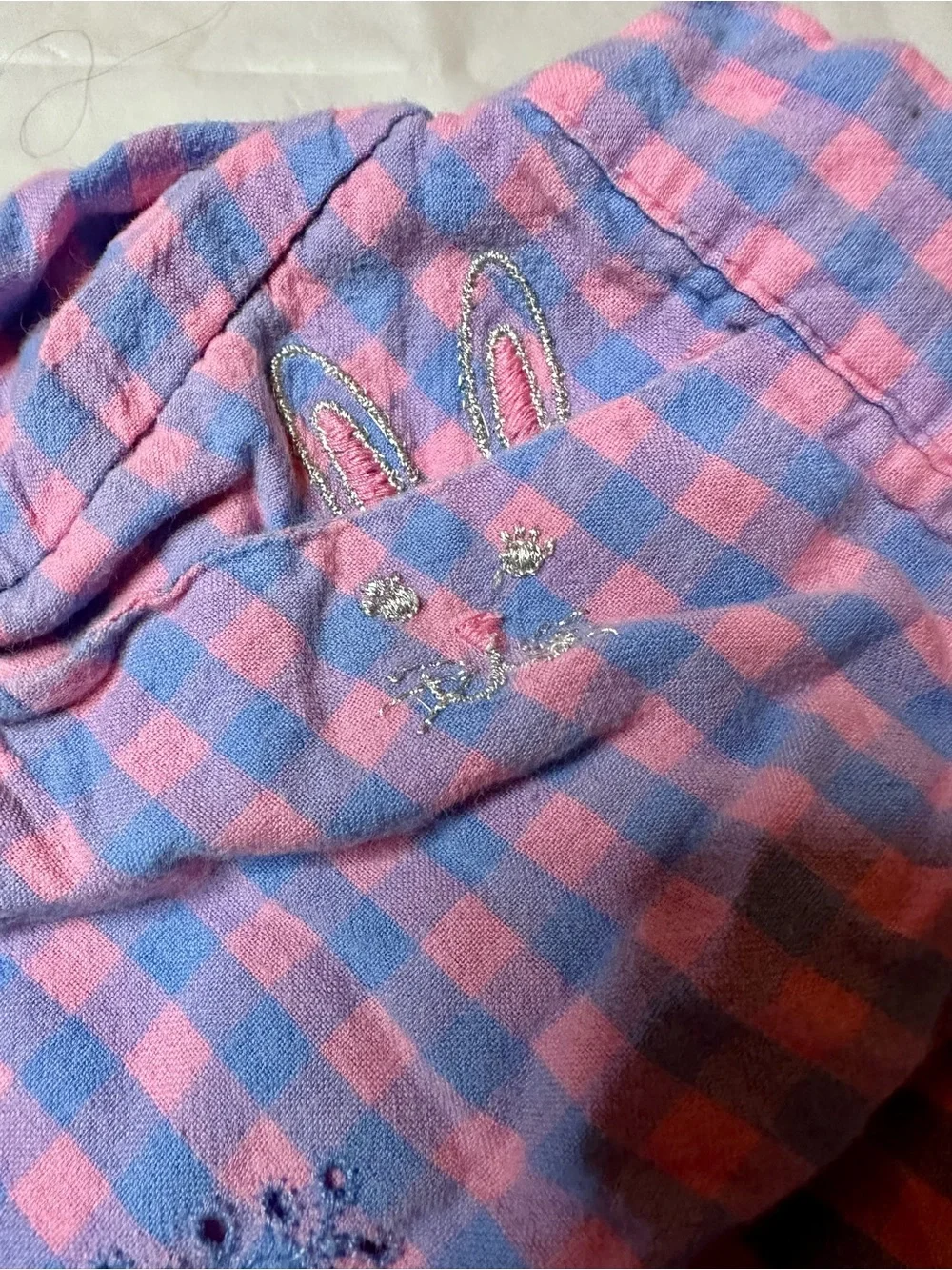 GAP Pink and Blue Gingham Ruffle Top